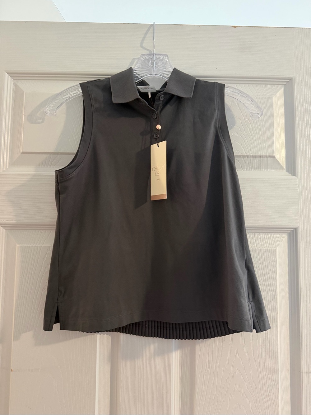 CALIA by Carrie Underwood Short Sleeve Polo Tank - Charcoal